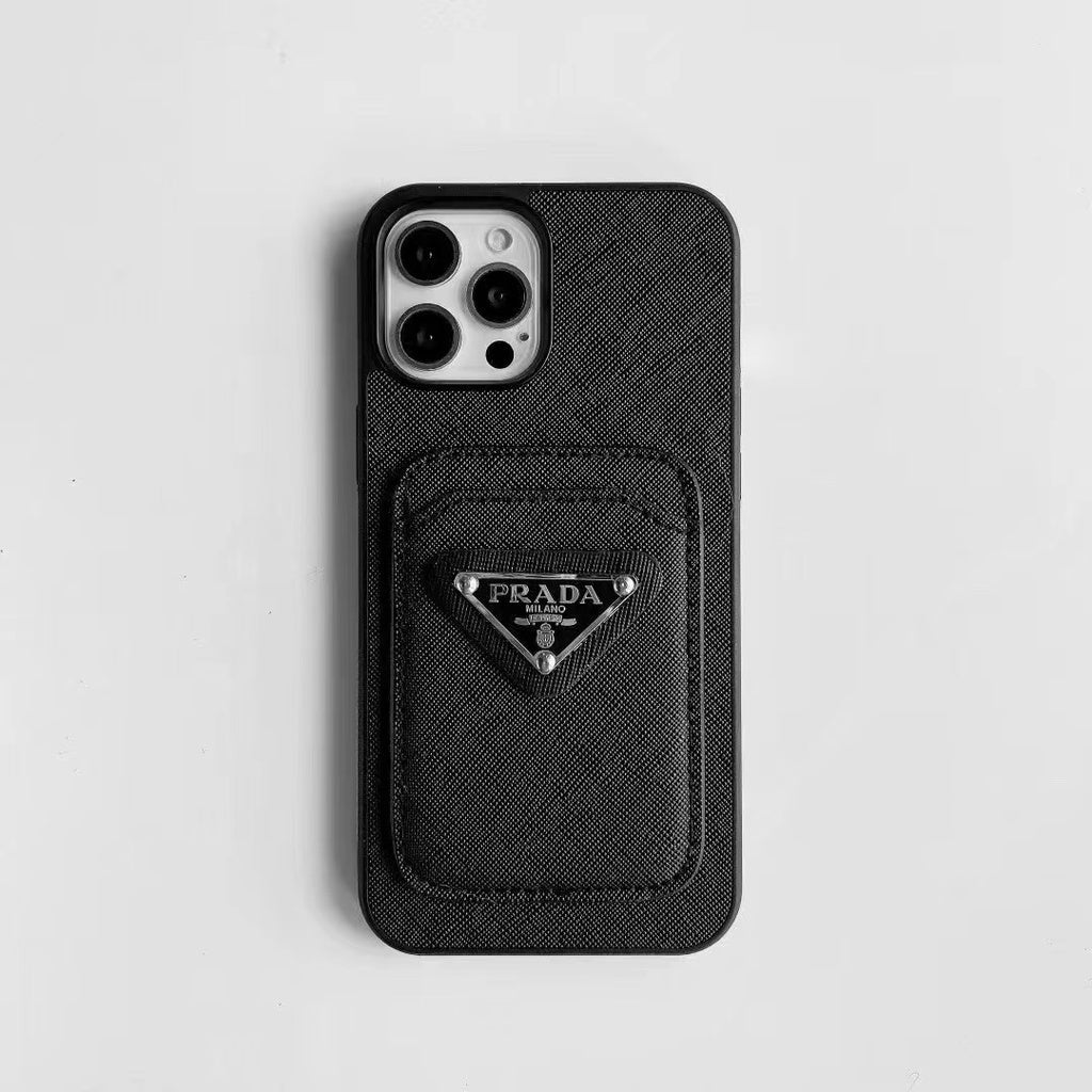 iPhone Luxury Brand Prada Card Holder Leather Case Cover – Beatrangi iPhone Luxury Brand Prada Card Holder Leather Case Cover – Beatrangi