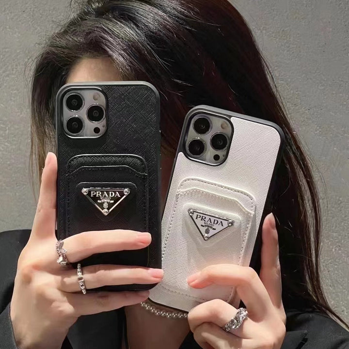 iPhone Luxury Brand Prada Card Holder Leather Case Cover – Beatrangi