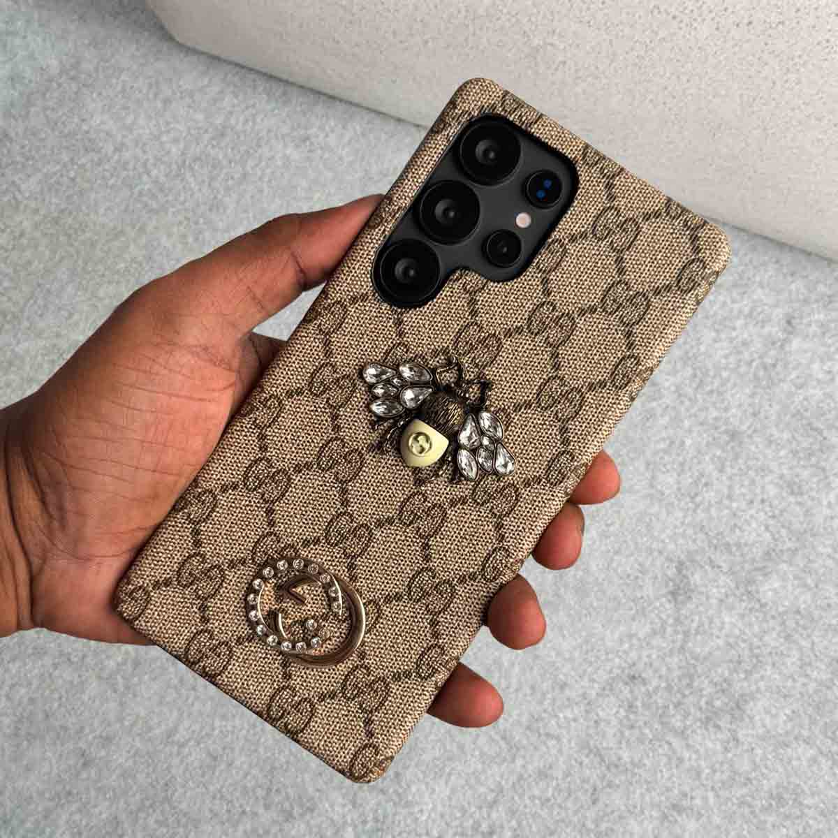 Samsung Galaxy S25 Ultra Leather Case – Luxury Gucci 3D Bee Design